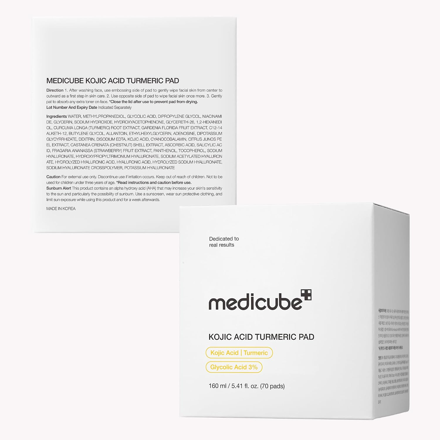 medicube Toner Pads Kojic Acid Turmeric Clarifying Toner Pad for Troubled Skin & Use After Spot Care, Soothing with Kojic Acid, Turmeric, Niacinamide, Glycolic Acid, Korean Skin Care, 70 Pads (1 Pack)